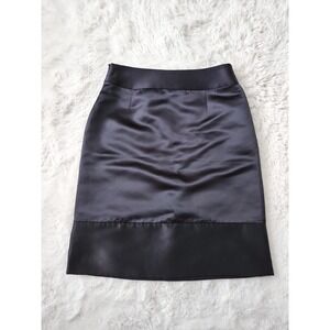 Y2K Vintage Juliana Hally Italy Black Satin Knee Length Pencil Skirt M